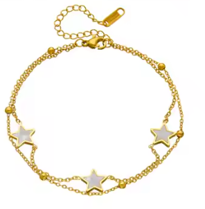 3 Étoiles - Bracelet de cheville en acier inoxydable
