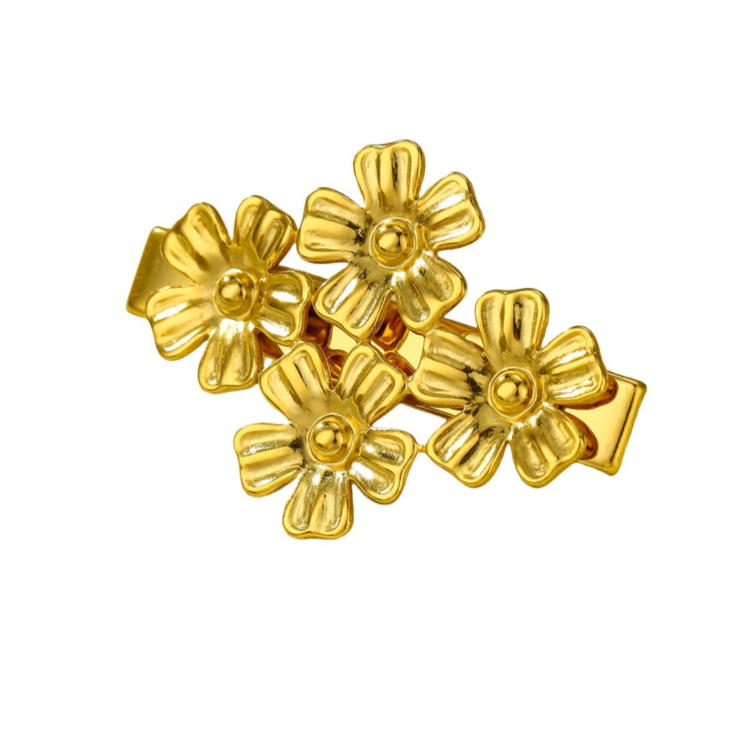 Pince Fleur Or 4 Pétales - Pince chevaux en acier inoxydable