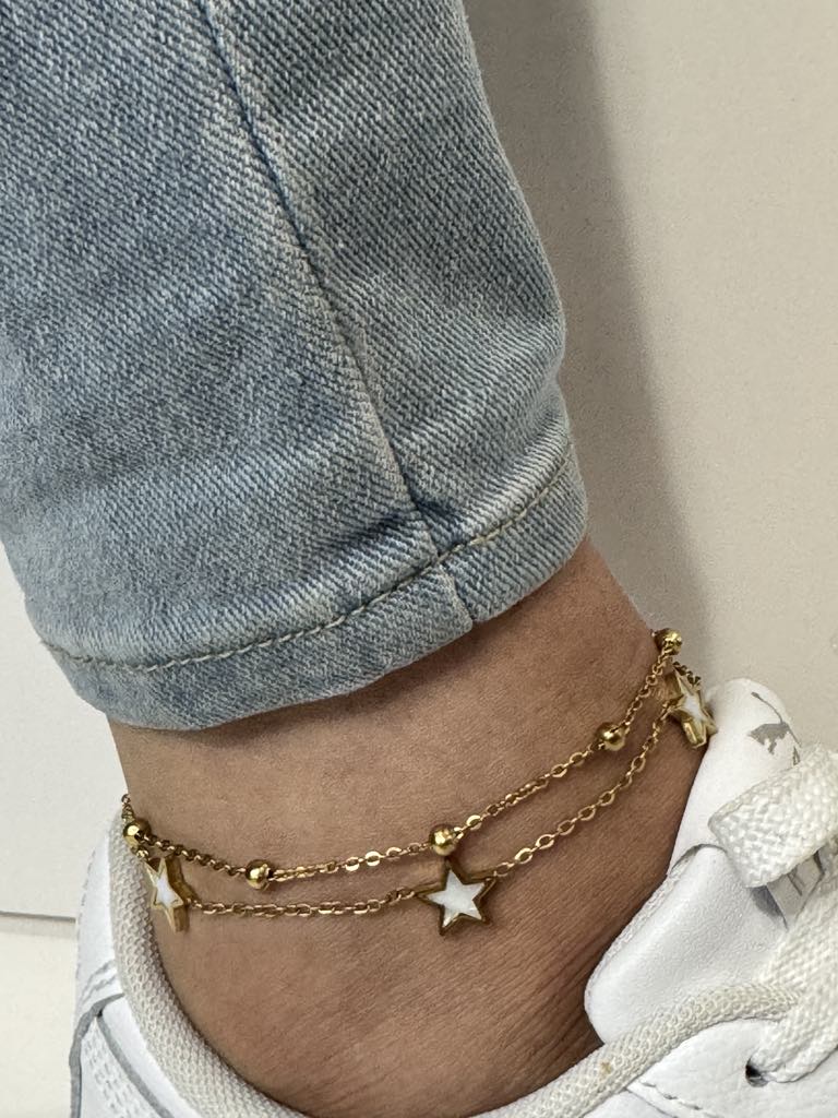 3 Étoiles - Bracelet de cheville en acier inoxydable