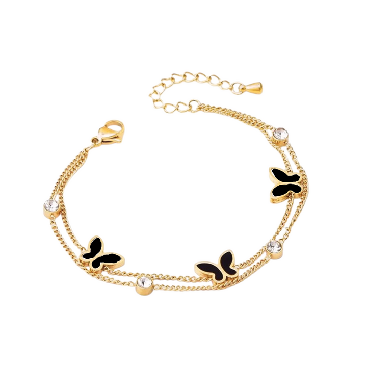 3 Papillons - Bracelet de cheville en acier inoxydable